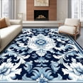 thumbnail image 1 of ODIKA 3'x5' Machine Washable Non-Slip Area Rug, Ornamental Rococo Scrollwork Featuring Flourish Accent Motifs High Traffic Rug, Blue, 146991, 1 of 7