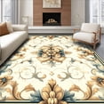 thumbnail image 1 of ODIKA 4'x6' Machine Washable Non-Slip Area Rug, Ornate Baroque Scrollwork with Timeless Elegance High Traffic Rug, Gold, 208556, 1 of 7