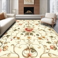 thumbnail image 1 of ODIKA 5'x7' Machine Washable Non-Slip Area Rug, Ornate Botanical Medallion with Stylized Leaf and Vine Motifs High Traffic Rug, Beige, 208233, 1 of 7
