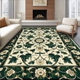 thumbnail image 1 of Flatwoven High Traffic Area Rug, Ornate Flora Weave Intricate Botanical, Non Slip, Stain Resistant, Washable Area Rugs for Living Room, Bedroom(Green, 3X5), 1 of 8
