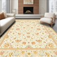 thumbnail image 1 of ODIKA 4'x6' Machine Washable Non-Slip Area Rug, Oval Creamy Beige with Floral Motifs High Traffic Rug, Ivory, 46971, 1 of 7