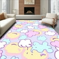 thumbnail image 1 of ODIKA 3'x5' Machine Washable Non-Slip Area Rug, Pastel Dreamscape Interlocking Swirl with Cloud Motif Accents High Traffic Rug, Pink, 395608, 1 of 5