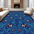 thumbnail image 1 of ODIKA 6' Machine Washable Non-Slip Area Rug, Peacock Floral Intricate Avian Design High Traffic Rug, Blue, 287000, 1 of 7