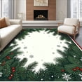 thumbnail image 1 of ODIKA 5'x7' Machine Washable Non-Slip Area Rug, Pine Forest with Holiday Lettering and Evergreen Motif High Traffic Rug, Green, 101771, 1 of 7