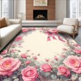 thumbnail image 1 of Flatwoven High Traffic Area Rug, Pink Rose Bouquet Floral Style, Non Slip, Stain Resistant, Washable Area Rugs for Living Room, Bedroom(Pink, 4X6), 1 of 8