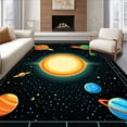 thumbnail image 1 of ODIKA 3'x5' Machine Washable Non-Slip Area Rug, Planet Hopping Absorbent Non Slip Machine High Traffic Rug, Black, 89139, 1 of 7