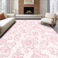 thumbnail image 1 of Flatwoven High Traffic Area Rug, Playful Abstract Animal Inspired Floral Swirls, Non Slip, Stain Resistant, Washable Area Rugs for Living Room, Bedroom(Pink, 5X7), 1 of 8