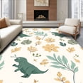 thumbnail image 1 of ODIKA 2'x3' Machine Washable Non-Slip Area Rug, Playful Dinosaur with Abstract Botanical Accents High Traffic Rug, Green, 288816, 1 of 7