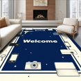 thumbnail image 1 of ODIKA 5'x7' Machine Washable Non-Slip Area Rug, Playful Keys Wallet Phone Icons with Inviting Welcome Phrase High Traffic Rug, Blue, 102419, 1 of 7