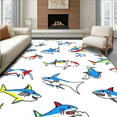 thumbnail image 1 of Flatwoven High Traffic Area Rug, Playful Shark Area, Non Slip, Stain Resistant, Washable Area Rugs for Living Room, Bedroom(Blue, 8X10), 1 of 8