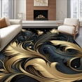 thumbnail image 1 of ODIKA 2'x3' Machine Washable Non-Slip Area Rug, Plumage with Opulent Ebony Backdrop and Gilded Accents High Traffic Rug, Gold, 73267, 1 of 7