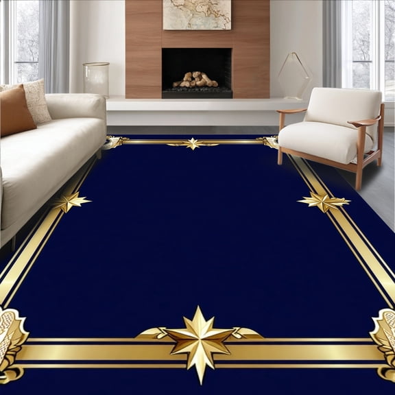 ODIKA 8'x10' Machine Washable Non-Slip Area Rug, Approved Elite Stamp High Traffic Rug, Blue, 164885