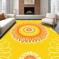 thumbnail image 1 of ODIKA 4'x6' Machine Washable Non-Slip Area Rug, Radiant Spiral Bloom Motif with Whimsical Petal Layers and Central Mosaic Disc High Traffic Rug, Yellow, 241377, 1 of 7