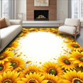 thumbnail image 1 of Flatwoven High Traffic Area Rug, Radiant Sunflower Blossom Circular Motif, Non Slip, Stain Resistant, Washable Area Rugs for Living Room, Bedroom(Yellow, 4X6), 1 of 8