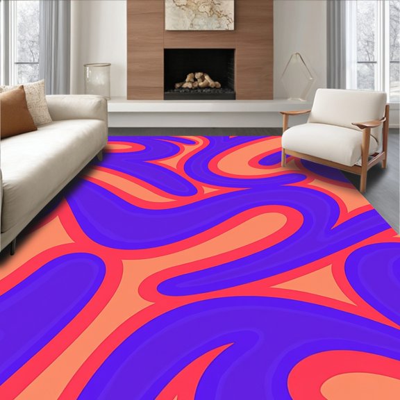 Flatwoven High Traffic Area Rug, Rainbow Stripe Area, Non Slip, Stain Resistant, Washable Area Rugs for Living Room, Bedroom(Blue, 2X3)