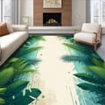 thumbnail image 1 of ODIKA 4'x6' Machine Washable Non-Slip Area Rug, Rainforest Escape Floor Pair Verdant Leaves and Tranquil Seashore Motif High Traffic Rug, Green, 60523, 1 of 7