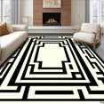 thumbnail image 1 of Flatwoven High Traffic Area Rug, Refined Neutral Tones Ogee Style, Non Slip, Stain Resistant, Washable Area Rugs for Living Room, Bedroom(Black, 4X6), 1 of 8