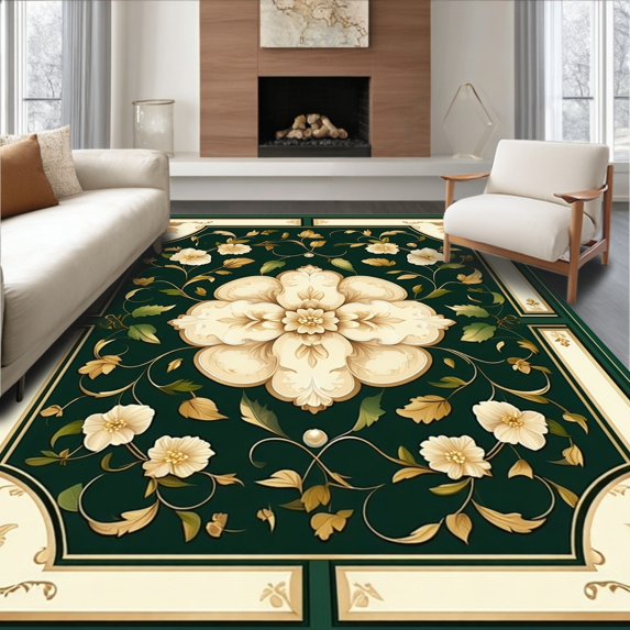 Scroll Design Rugs Flatwoven High Traffic Area Rug, Refined Scroll Floral Border With ...