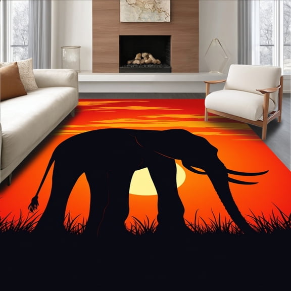 ODIKA 2x3 Machine Washable Non-Slip Area Rug, Safari High Traffic Rug, Black, 292191