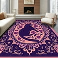 thumbnail image 1 of Flatwoven High Traffic Area Rug, Regal Wildcat Silhouette with Interwoven Floral Arabesques, Non Slip, Stain Resistant, Washable Area Rugs for Living Room, Bedroom(Purple, 4X6), 1 of 8