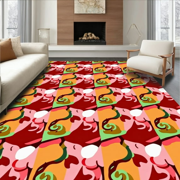 Flatwoven High Traffic Area Rug, Retro Checkerboard with Modern ...