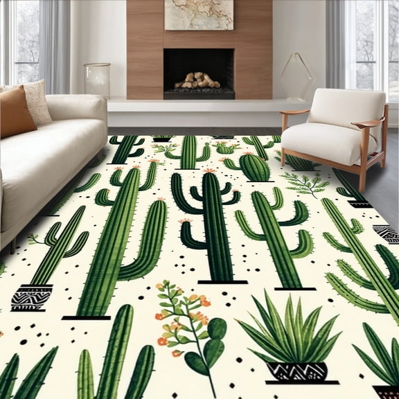 ODIKA 2'x3' Machine Washable Non-Slip Area Rug, Retro Earthy Toned High Traffic Rug, Green, 35687