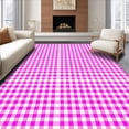 thumbnail image 1 of ODIKA 5'x7' Machine Washable Non-Slip Area Rug, Retro Revival Pink & Gingham Patterned High Traffic Rug, Pink, 150628, 1 of 7