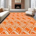 thumbnail image 1 of Flatwoven High Traffic Area Rug, Reversible with Vibrant Orange and Geometric Accents, Non Slip, Stain Resistant, Washable Area Rugs for Living Room, Bedroom(Orange, 4X6), 1 of 8