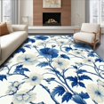 thumbnail image 1 of Flatwoven High Traffic Area Rug, Riviera Bloom Oasis Collection, Non Slip, Stain Resistant, Washable Area Rugs for Living Room, Bedroom(Blue, 3X5), 1 of 8