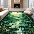 thumbnail image 1 of ODIKA 4'x6' Machine Washable Non-Slip Area Rug, Roaring Dino Discovery Creature for Teens High Traffic Rug, Green, 84203, 1 of 3