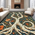 thumbnail image 1 of ODIKA 8'x10' Machine Washable Non-Slip Area Rug, Rooted Bloom Botanical Uproot Motif in Repeating High Traffic Rug, Teal, 196442, 1 of 7