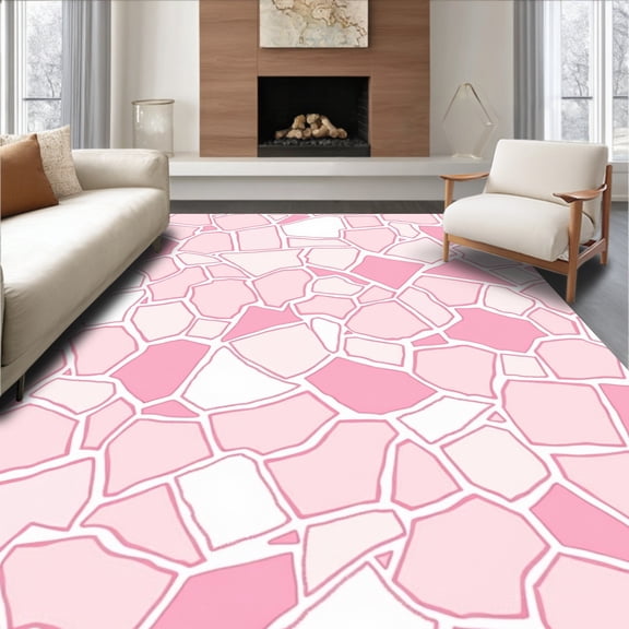ODIKA 2'x3' Machine Washable Non-Slip Area Rug, Rose Quartz Geode Art High Traffic Rug, Pink, 395101