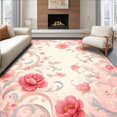 thumbnail image 1 of ODIKA 4'x6' Machine Washable Non-Slip Area Rug, Rose Swirl with Beads Art High Traffic Rug, Pink, 224470, 1 of 7