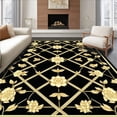 thumbnail image 1 of ODIKA 4'x6' Machine Washable Non-Slip Area Rug, Geometric Lattice With Botanical High Traffic Rug, Black, 217163, 1 of 7