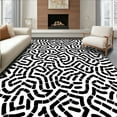 thumbnail image 1 of ODIKA 8'x10' Machine Washable Non-Slip Area Rug, Rustic Monochrome Interlocking Spotted with Contemporary Flair High Traffic Rug, Black, 307328, 1 of 7