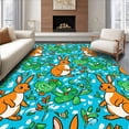 thumbnail image 1 of ODIKA 6'x9' Machine Washable Non-Slip Area Rug, Rustic Nature Themed Rabbit with Artistic Flair High Traffic Rug, Blue, 314985, 1 of 7