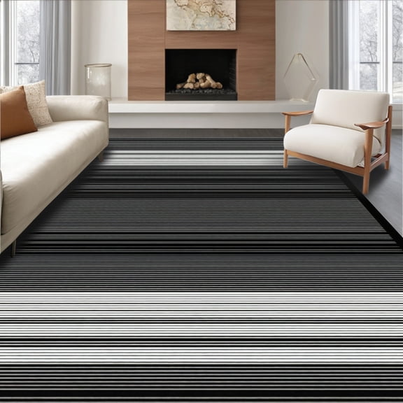 Flatwoven High Traffic Area Rug, Rustic Reversible Patterned Textiles, Non Slip, Stain Resistant, Washable Area Rugs for Living Room, Bedroom(Black, 4X6)