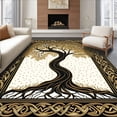 thumbnail image 1 of ODIKA 6'x9' Machine Washable Non-Slip Area Rug, Rustic Tree Motif Elegance High Traffic Rug, Gold, 33727, 1 of 7