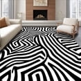 thumbnail image 1 of ODIKA 6'x9' Machine Washable Non-Slip Area Rug, Safari Stripes Bold Monochrome Zebra Hide High Traffic Rug, Black, 310966, 1 of 5