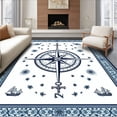 thumbnail image 1 of ODIKA 4'x6' Machine Washable Non-Slip Area Rug, Sailboat Compass High Traffic Rug, White, 62815, 1 of 7