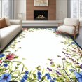 thumbnail image 1 of ODIKA 3'x5' Machine Washable Non-Slip Area Rug, Sapphire Meadow Botanical Border Accent High Traffic Rug, Blue, 233504, 1 of 7