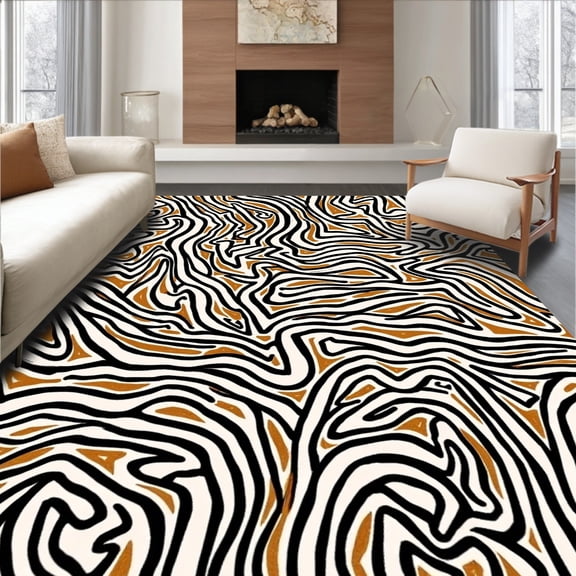 Flatwoven High Traffic Area Rug, Savanna Beast Print Collage with Striking Animal Inspired Elements, Non Slip, Stain Resistant, Washable Area Rugs for Living Room, Bedroom(Brown, 2X3)