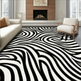thumbnail image 1 of ODIKA 6'x9' Machine Washable Non-Slip Area Rug, Savanna Essence Abstract Striped with Curved Detailing High Traffic Rug, Black, 310974, 1 of 7