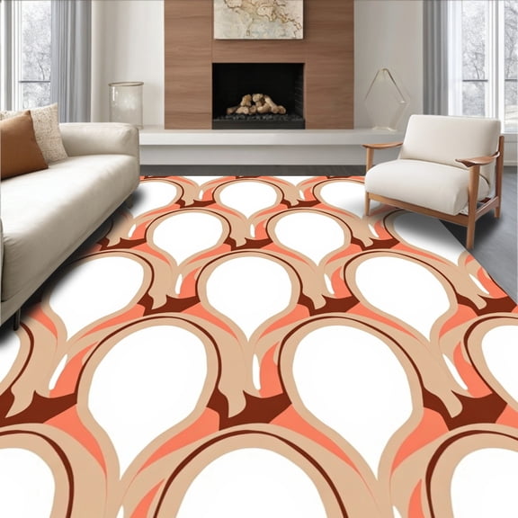 ODIKA 2'x3' Machine Washable Non-Slip Area Rug, Scandinavian Arch Motif with Subtle Minimalist Accents High Traffic Rug, White, 392222