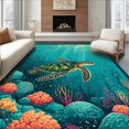 thumbnail image 1 of Flatwoven High Traffic Area Rug, Sea Friends Area Cartoon Ocean Life, Non Slip, Stain Resistant, Washable Area Rugs for Living Room, Bedroom(Blue, 4X6), 1 of 8