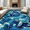 thumbnail image 1 of ODIKA 6'x9' Machine Washable Non-Slip Area Rug, Sea Swirls Navy High Traffic Rug, Blue, 61829, 1 of 7