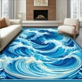 thumbnail image 1 of ODIKA 4'x6' Machine Washable Non-Slip Area Rug, Seaside Artisan Scrollwork Symphony High Traffic Rug, Blue, 270912, 1 of 7