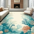 thumbnail image 1 of Flatwoven High Traffic Area Rug, Seaside Reef Abstract Coral Design, Non Slip, Stain Resistant, Washable Area Rugs for Living Room, Bedroom(Blue, 2X3), 1 of 8