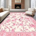 thumbnail image 1 of Flatwoven High Traffic Area Rug, Serene Minimalist Floral Touch, Non Slip, Stain Resistant, Washable Area Rugs for Living Room, Bedroom(Ivory, 4X6), 1 of 8