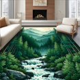 thumbnail image 1 of ODIKA 6'x9' Machine Washable Non-Slip Area Rug, Serene Oasis Design High Traffic Rug, Green, 27987, 1 of 7